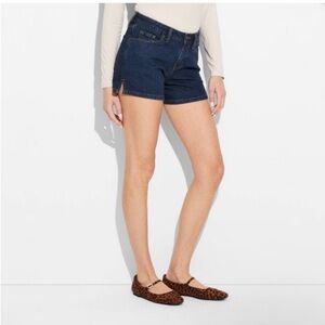 Women's Heritage Mid-Rise Denim Shorts - Wild Fable™ Dark Wash Stretch, 4"